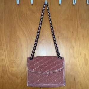 Rebecca Minkoff Quilted Blush Velvet Purse Chain Link Strap